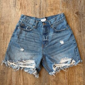 Forever 21 High Rise Distressed Denim Shorts Light-Medium Wash Size 25